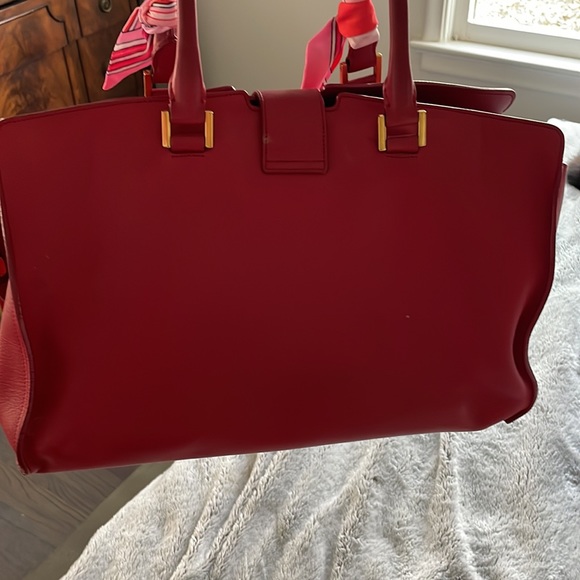 Medium Classic YSL Cabas bag RED w/ twilly scarf - Picture 10 of 16